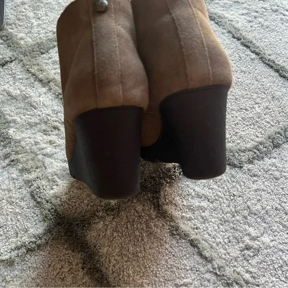 Donald J Pliner Makko bootie ankle boots lace up chunky wedge brown taupe 10 - Picture 13 of 15